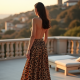Romantic Animal Print Backless Pleated Maxi Skirt