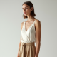 French Style Square Neck Silk Wrap Front Skirt