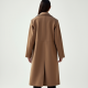 Oatmeal Chiffon Double-Breasted Wool Longline Coat