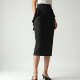Korean Chic Solid Color Ruffled High-Waist Pencil Skirt