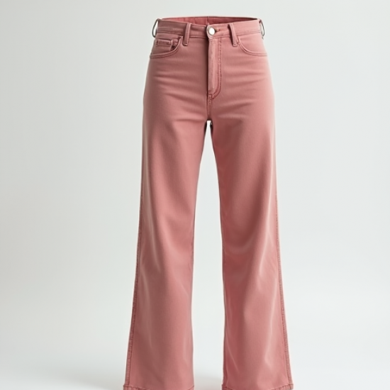 Pastel Pink Tiered Velvet Straight Jeans