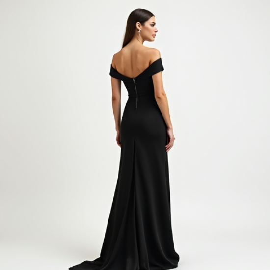 Minimalist Solid Color Off-Shoulder Evening Gown