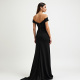 Minimalist Solid Color Off-Shoulder Evening Gown