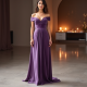 Lavender Off-Shoulder Velvet Evening Gown