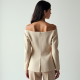 Classic Off-Shoulder Organza Tailored Blazer