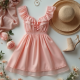 Pastel Pink Ruffled Organza Babydoll Dress