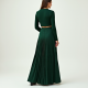 Emerald Green Houndstooth Cut-Out Pleated Maxi Skirt
