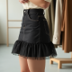 Vintage High-Waist Tulle Denim Mini Skirt
