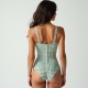 Sage Green Gingham Square Neck Corset Top
