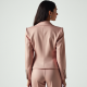 Pastel Pink Square Neck Satin Biker Jacket