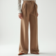Oatmeal Chiffon Double-Breasted Pleated Slacks