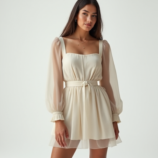 Preppy Square Neck Tulle Trench Coat