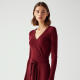 Burgundy Ribbed Knit V-Neck Tiered Boho Skirt