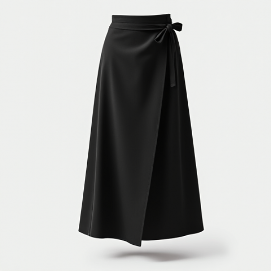 Classic Black Wrap Wrap Front Skirt