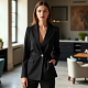 Classic Black Wrap Tailored Blazer