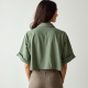 Sage Green Linen Blend V-Neck Blouse