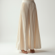 Ivory White Velvet Split Thigh Pleated Maxi Skirt