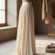 Ivory White Velvet Split Thigh Pleated Maxi Skirt