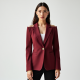 Burgundy Off-Shoulder Denim Tailored Blazer