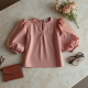 Dusty Rose Organza Puff Sleeve Puff Sleeve Top