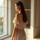 Oatmeal Chiffon Off-Shoulder Pleated Maxi Skirt