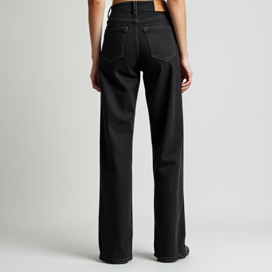 Midnight Black Animal Print Cut-Out Straight Jeans