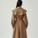 Oatmeal Chiffon Off-Shoulder Trench Coat