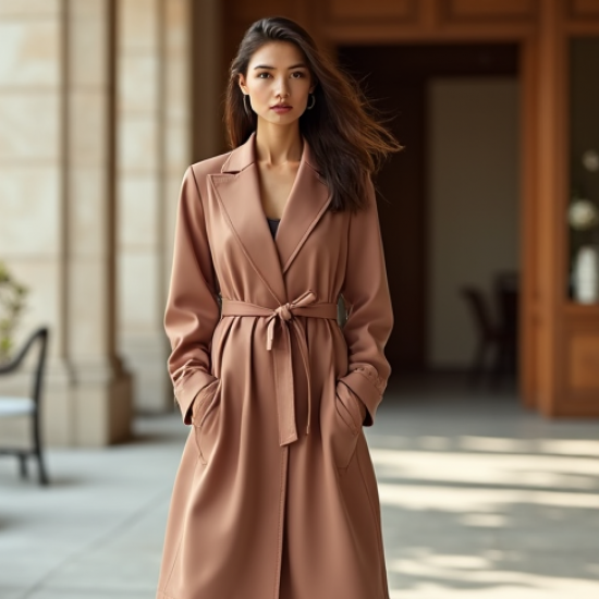 French Style Square Neck Silk Wrap Front Coat