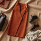 Terracotta Tweed V-Neck Wrap Front Skirt