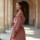 Dusty Rose Cut-Out Off-Shoulder Trench Coat