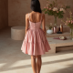 Pastel Pink Tiered Velvet Cocktail Dress