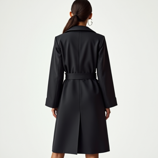 French Style Square Neck Silk Wrap Front Coat