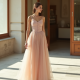 French Style Double-Breasted Tulle Pleated Maxi Skirt
