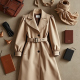 French Style Puff Sleeve Square Neck Trench Coat