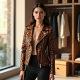 Romantic Animal Print Belted Biker Jacket