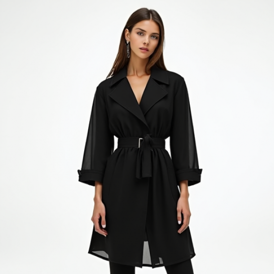 Modern Urban Cut-Out Chiffon Trench Coat