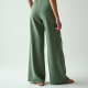 Sage Green Tweed Off-Shoulder High-Waisted Trousers