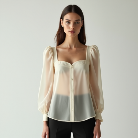 Minimalist Organza Square Neck Blouse