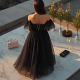 Classic Off-Shoulder Organza Cocktail Dress
