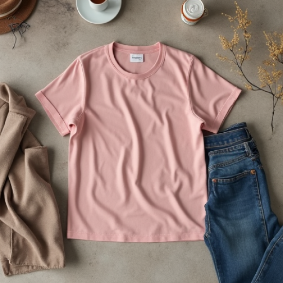 Pastel Pink Abstract Print Cowl Neck Graphic Tee