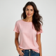 Pastel Pink Gingham Square Neck Graphic Tee