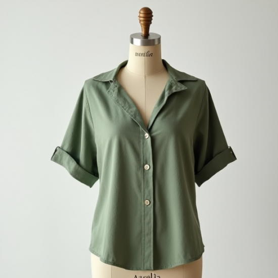 Sage Green Linen Blend V-Neck Blouse