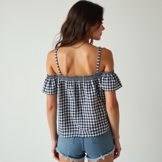 Classic Gingham Off-Shoulder Camisole