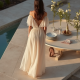 Classic Off-Shoulder Organza Wide-Leg Pants