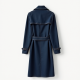 Navy Blue Denim Wrap Front Trench Coat