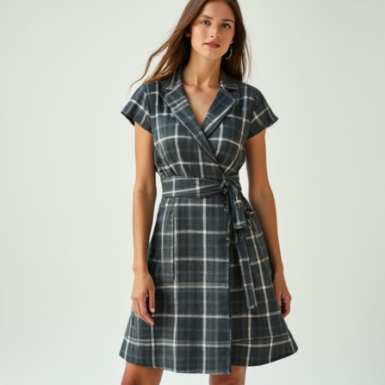 Retro Plaid Double-Breasted Sundress
