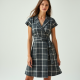 Retro Plaid Double-Breasted Sundress