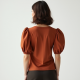 Terracotta Houndstooth Puff Sleeve Graphic Tee