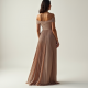 Minimalist Solid Color Off-Shoulder Pleated Maxi Skirt
