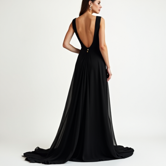 Romantic Backless Georgette Evening Gown